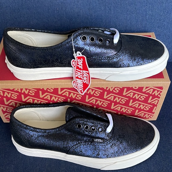 Vans Authentic Cracked Leather Black / Blue Men’s - Picture 3 of 16